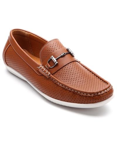 Aston Marc Faux Leather Slip-on Loafers - Brown
