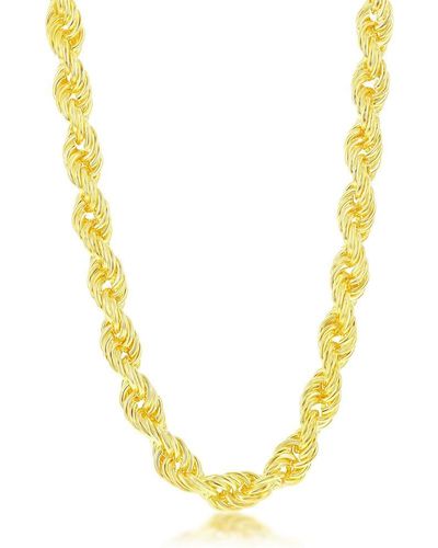 Simona Sterling Silver 9.5mm Loose Rope W/cz Statement Lock Necklace - Metallic