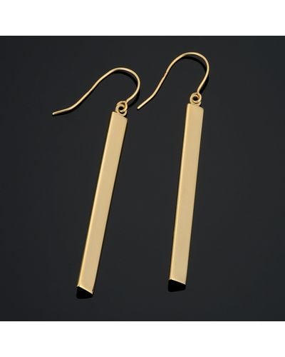 Fremada 14k Gold High Polish Bar Drop Earrings (4 Mm Wide X 41 Mm Long) - Yellow