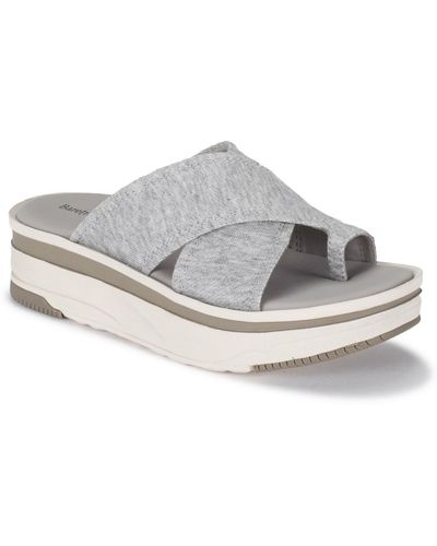 BareTraps maggey Denim Toe Loop Slide Sandals - Gray