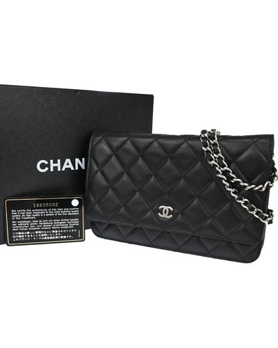 Chanel Wallet On Chain Leather Wallet (pre-owned) - Black