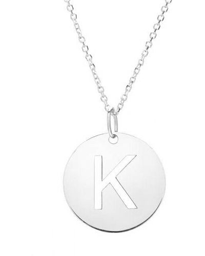The Lovery Cutout Initial Disc Necklace - White
