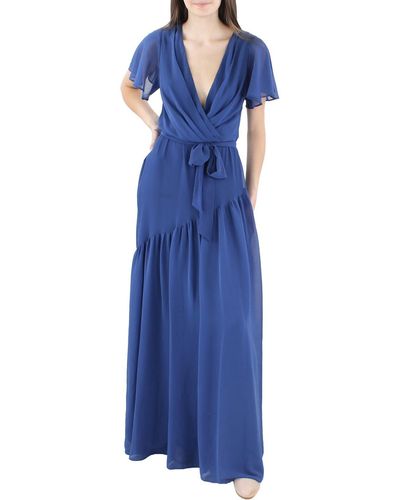 Lauren by Ralph Lauren Tiered V-neck Maxi Dress - Blue