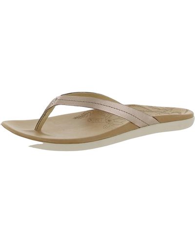 Olukai Honu Leather Arch Support Thong Sandals - White