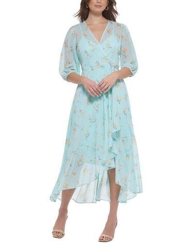 Calvin Klein Chiffon Floral Midi Dress - Blue