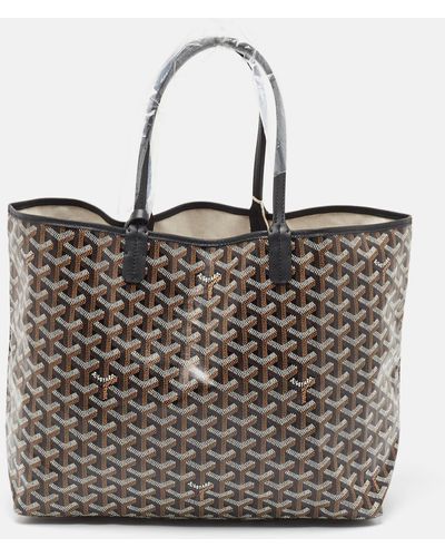 Goyard Ine Coated Canvas And Leather Saint Louis Pm Tote - Brown