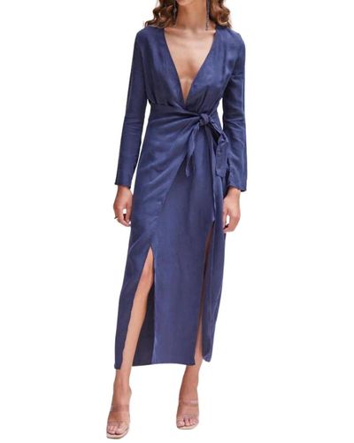 Suboo Anika Low Front Wrap Midi Dress - Blue