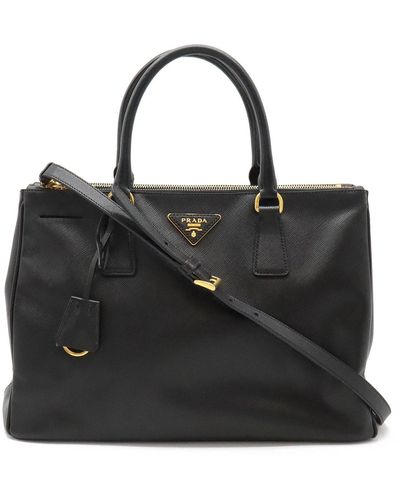 Prada Saffiano Leather Tote Bag (pre-owned) - Black