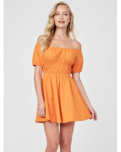 Guess Factory Gloria Puffed Sleeve Dress - Orange