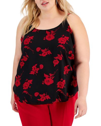 BarIII Plus Floral Camisole Blouse - Red