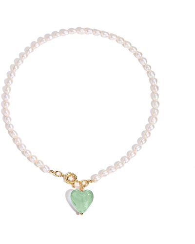 Classicharms Esmée Glaze Heart Pendant Pearl Necklace - White