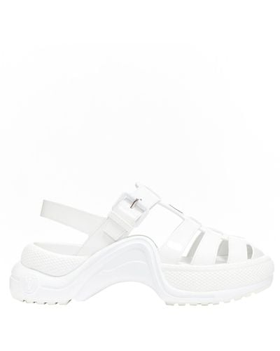 Louis Vuitton 2022 Archlight Patent Leather Chunky Sole Fisherman Sandals - White
