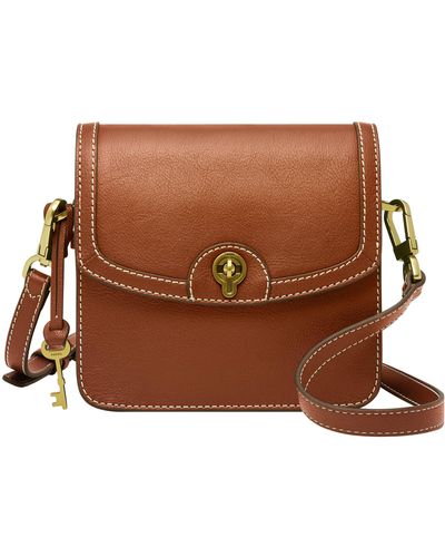 Fossil Ainsley Eco Leather Small Flap Crossbody - Brown