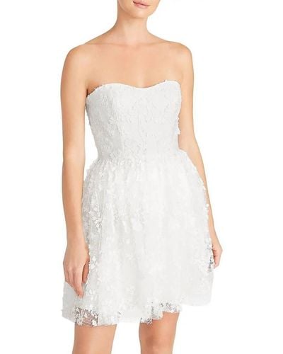 Monique Lhuillier Strapless Tulle Mini Dress - White