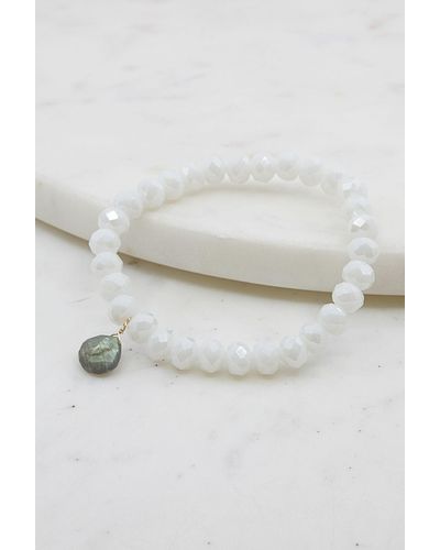 A Blonde and Her Bag White Crystal Bracelet With Labradorite - Gray