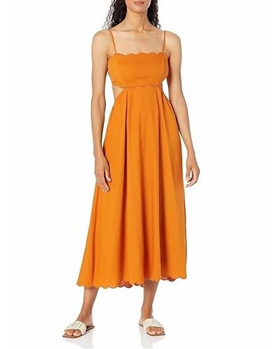 Moon River Mindy Scalloped Mini Dress In Amber - Orange