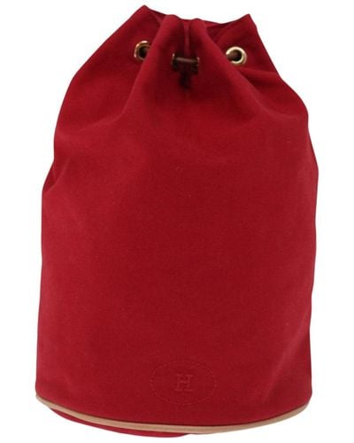 Hermès Polochon Canvas Shoulder Bag (pre-owned) - Red