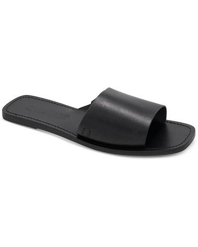 Splendid Forever Leather Slip-on Slide Sandals - Black