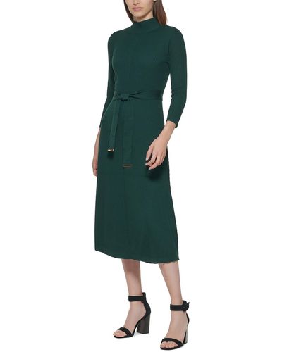Calvin Klein Ribbed Tea Sweaterdress - Green