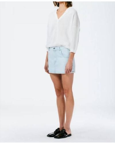 Tibi Bleached Denim Mini Skirt - White