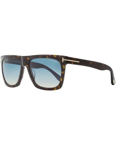 Tom Ford Rectangular Sunglasses Tf513 Morgan Dark Havana 57mm - Black