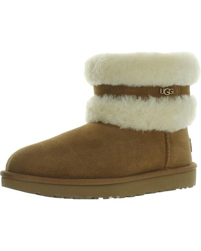 UGG Suede Faux Fur Lined Ankle Boots - Green