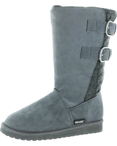 Muk Luks Jean Faux Suede Mid Calf Winter Boots - Gray