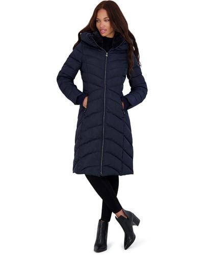Laundry by Shelli Segal Slimming Long Puffer Jacket - Blue