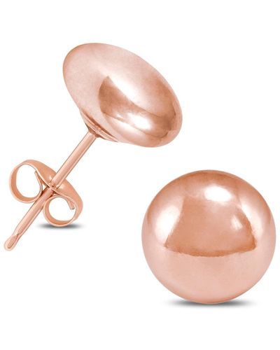Monary 14k Rose Gold 7mm Button Ball Stud Earrings - Pink