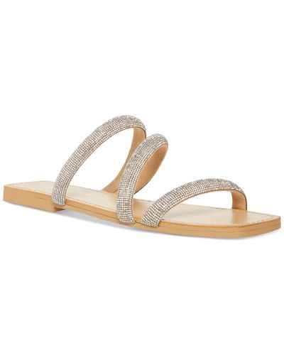 Madden Girl Parfait Rhinestones Slip-on Slide Sandals - White