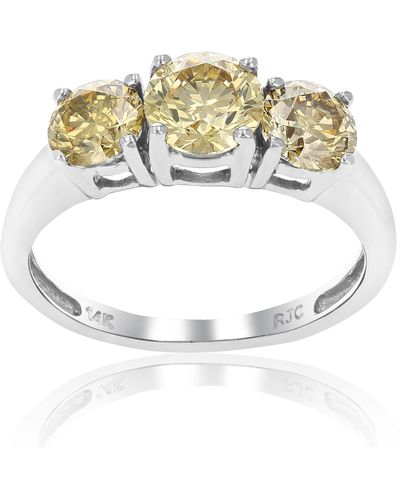 Vir Jewels 2 Cttw 3 Stone Round Champagne Diamond Engagement Ring 14k Gold Bridal - Metallic