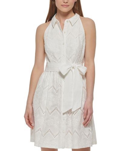 Vince Camuto Embroidered Mini Shirtdress - White