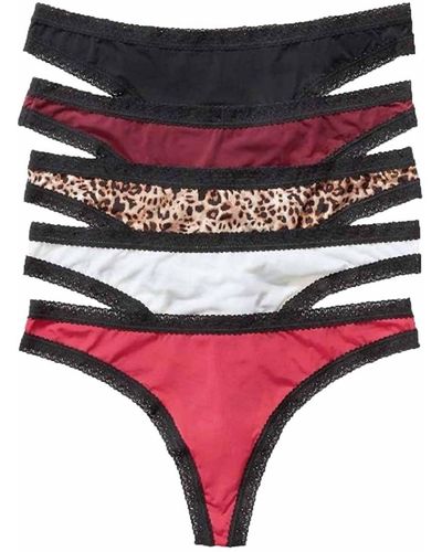 Blush Lingerie 5 Pack Thong Pretty Little Panties - Red