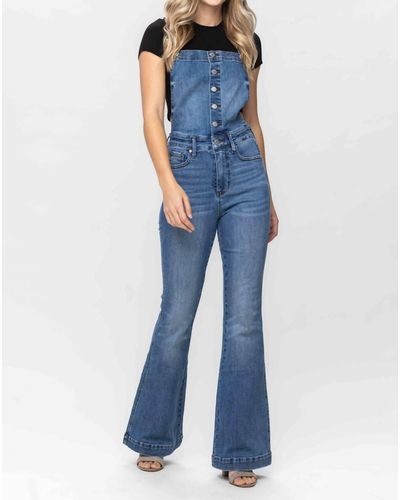 Judy Blue Flared Overalls - Blue