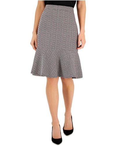 Kasper Tweed Metallic A-line Skirt - Gray