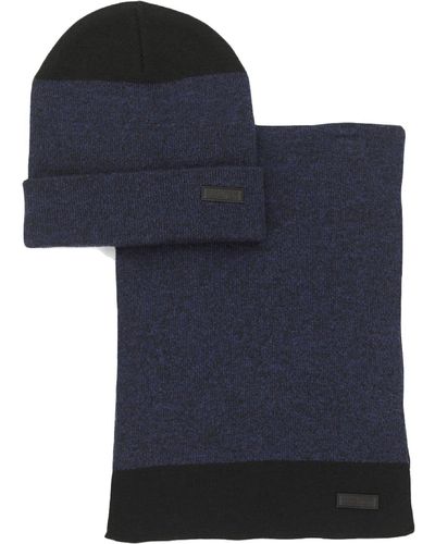 Kenneth Cole Knit Warm Hat & Scarf Set - Blue