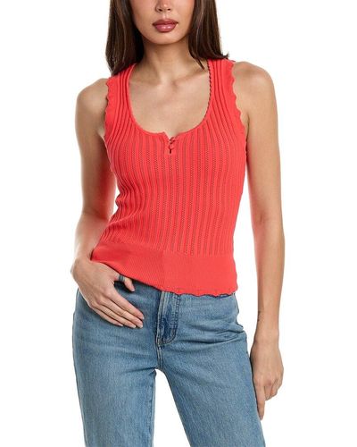 Design History Henley Tank Sweater - Red