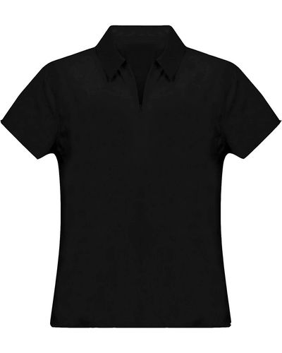Spanx Sunshine Short Sleeve Zipper Top T-shirt - Black