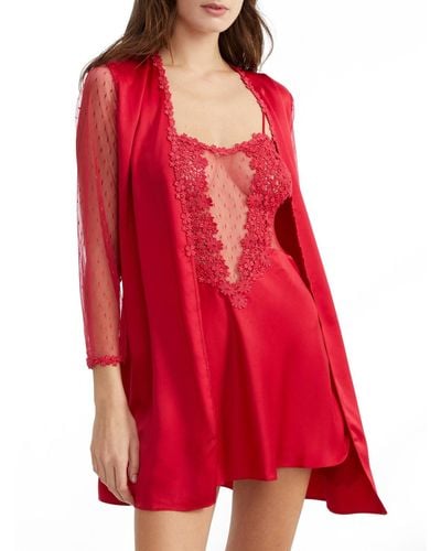 Flora Nikrooz Showstopper Charmeuse Robe - Red