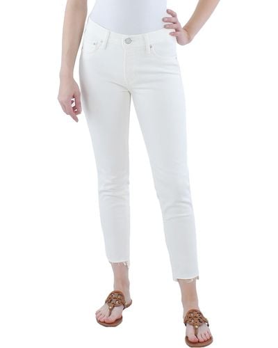 Moussy Mid Rise Released Hem Skinny Jeans - White
