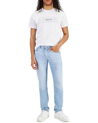 Armani Exchange Linen Blend Light Wash Skinny Jeans - Blue