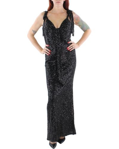 Ieena for Mac Duggal Sequined Long Evening Dress - Black