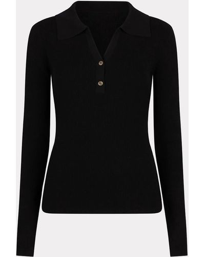 EsQualo Sweater Polo Collar Long Sleeve - Black