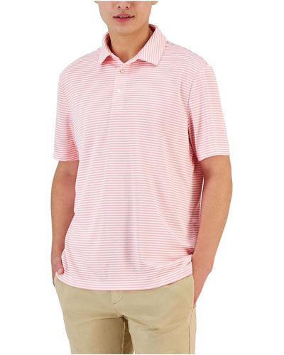 Club Room Striped Short Sleeve Polo - Pink