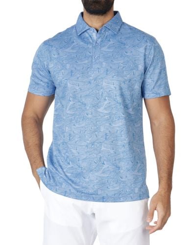 Tailorbyrd Floral Print Luxe Pique Polo - Blue