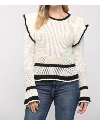 Fate Ruffle Shoulder Detail Sweater - White