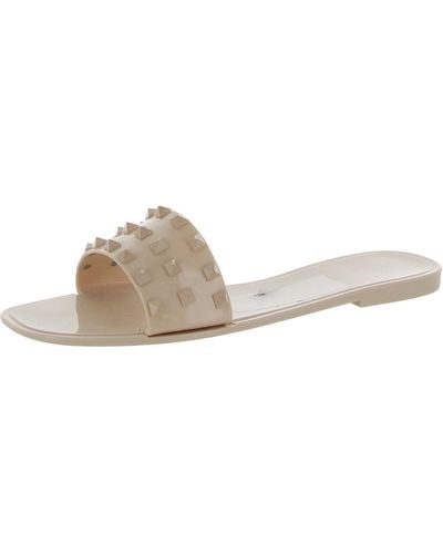 Nicole Miller Quamtie Studded Slip On Slide Sandals - White
