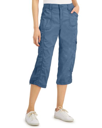 Style & Co. Petites Twill Straight Leg Capri Pants - Blue