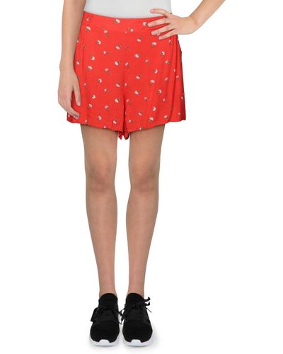 Lush Floral Pull On Casual Shorts - Red