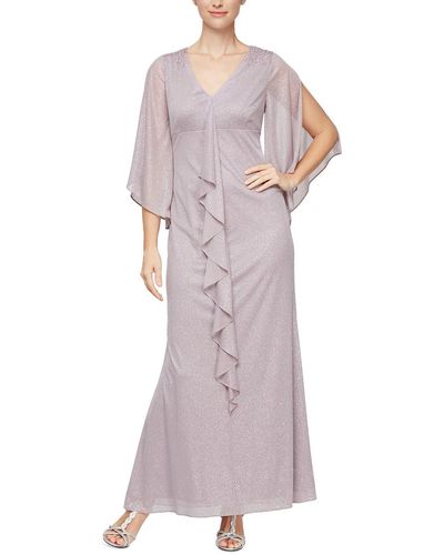 SLNY Shimmer Long Evening Dress - Purple